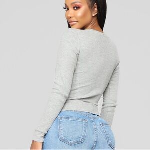 Fashion Nova Gray Long Sleeve Women's Top